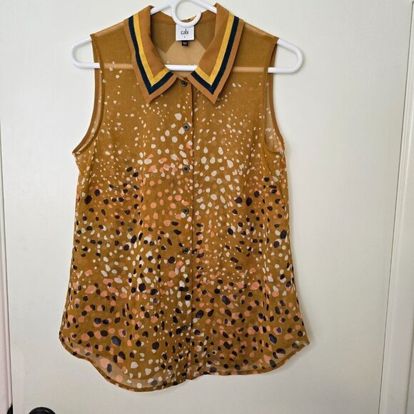 CAbi Tops - Cabi Cheers Blouse #3436 Sleevless Speckled Mustard